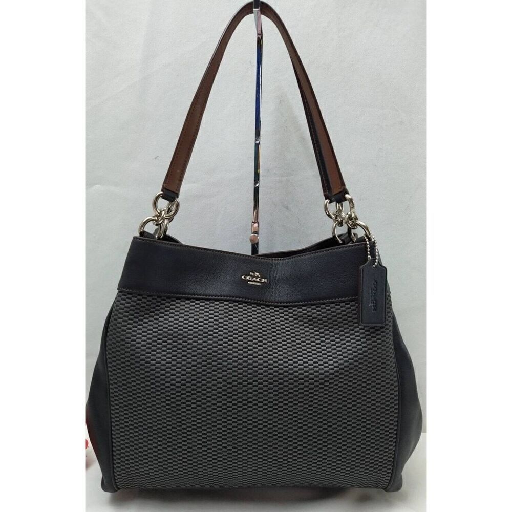 Coach Legacy Jacquard Lexy Black Canvas 3 Compartments Shoulder Bag